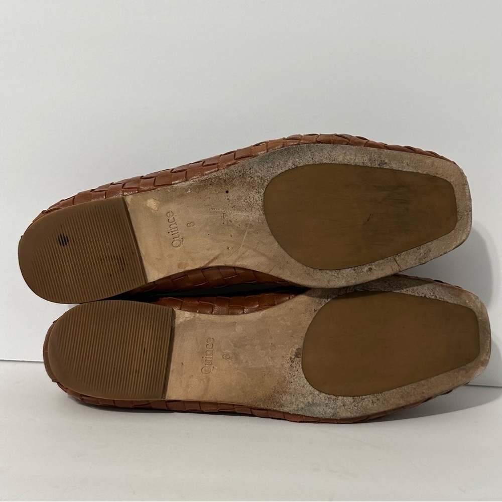 Quince Italian Leather
Handwoven Square Toe Ballet
Flat Brown Size 6 Boho Casual - Picture 8 of 9